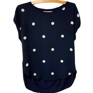 LOFT Navy Polka Dot Blouse